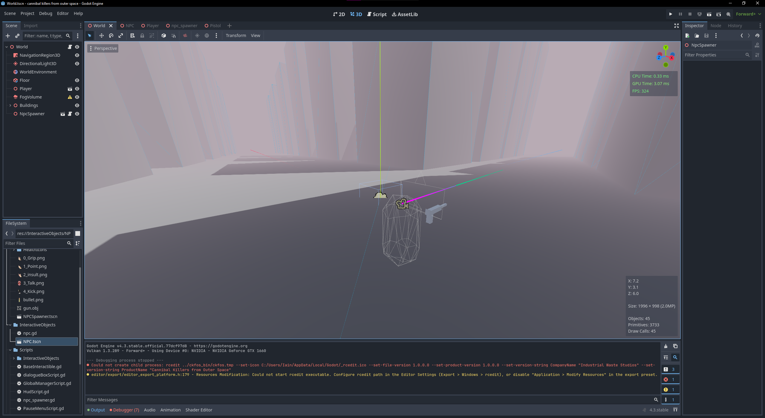 Scene in the Godot editor